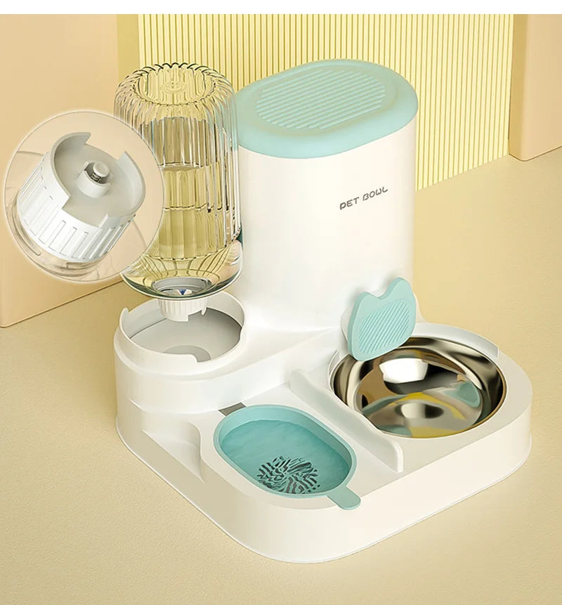Automatic Pet Feeder with Large Food Bowl & Built-in Water Dispenser