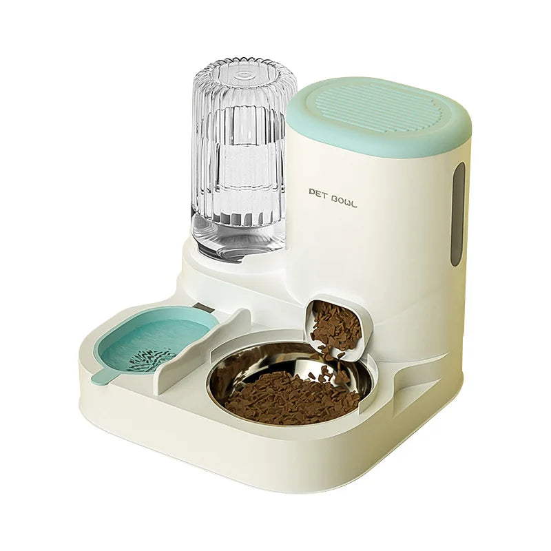 Automatic Pet Feeder with Large Food Bowl & Built-in Water Dispenser