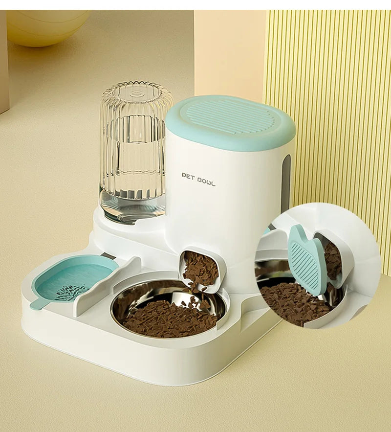Automatic Pet Feeder with Large Food Bowl & Built-in Water Dispenser