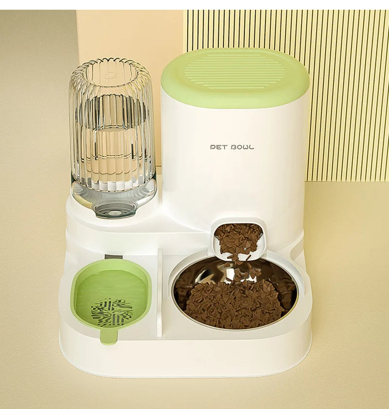 Automatic Pet Feeder with Large Food Bowl & Built-in Water Dispenser