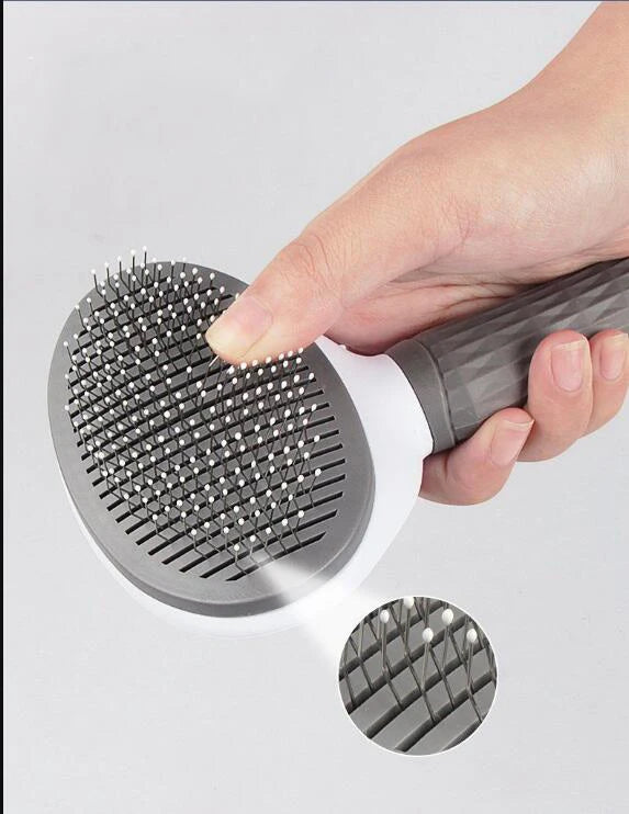Stainless Steel Cat Grooming Brush – Detangling & Shedding Comb for Long-Haired Cats, PurrFlow™