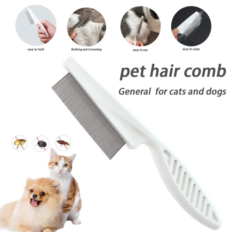 PurrFlow™ Fine-Tooth Pet Flea Comb – Stainless Steel Grooming Tool for Cats & Dogs, Removes Fleas, Tangles & Loose Fur Effortlessly.