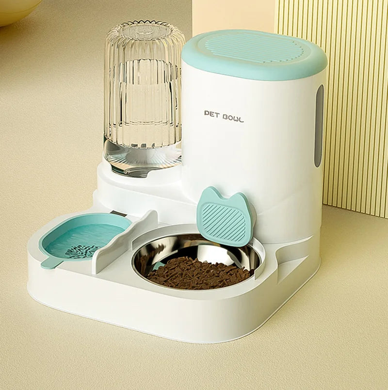 Automatic Pet Feeder with Large Food Bowl & Built-in Water Dispenser