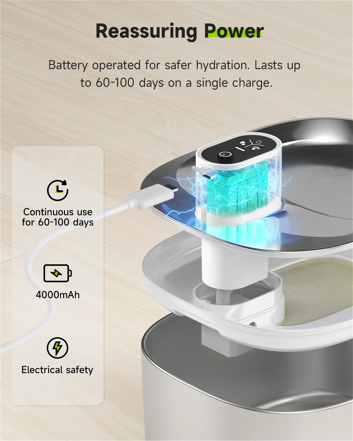 APETDOLA 4L Wireless Automatic Pet Water Fountain with Sensor