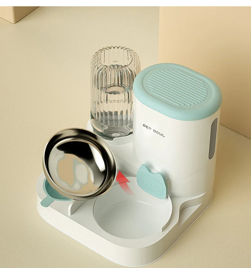 Automatic Pet Feeder with Large Food Bowl & Built-in Water Dispenser