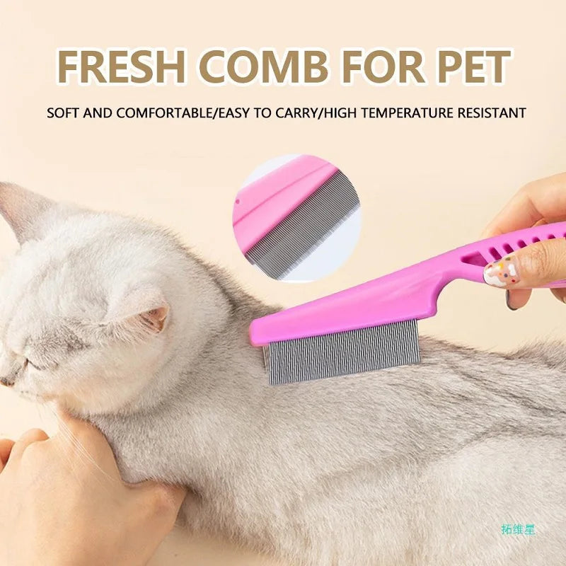 PurrFlow™ Fine-Tooth Pet Flea Comb – Stainless Steel Grooming Tool for Cats & Dogs, Removes Fleas, Tangles & Loose Fur Effortlessly.