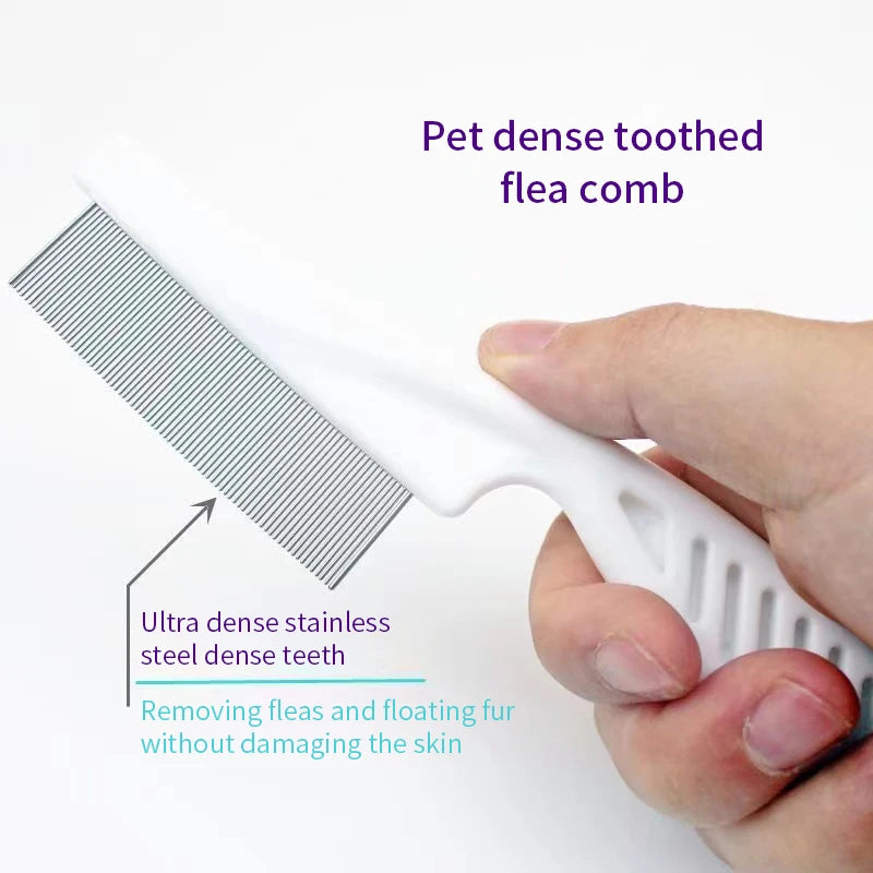 PurrFlow™ Fine-Tooth Pet Flea Comb – Stainless Steel Grooming Tool for Cats & Dogs, Removes Fleas, Tangles & Loose Fur Effortlessly.