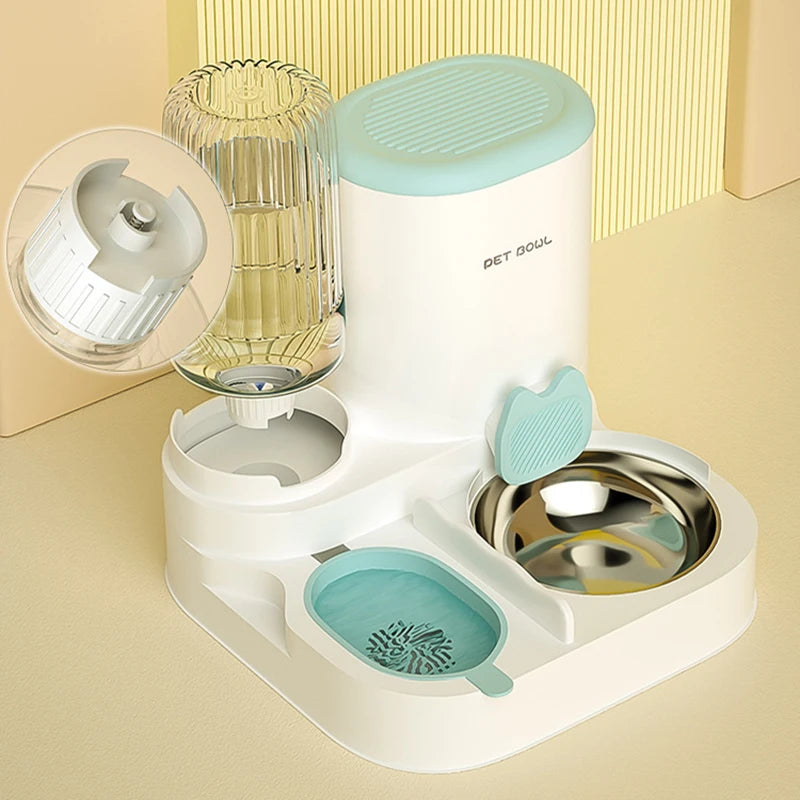 Automatic Pet Feeder with Large Food Bowl & Built-in Water Dispenser