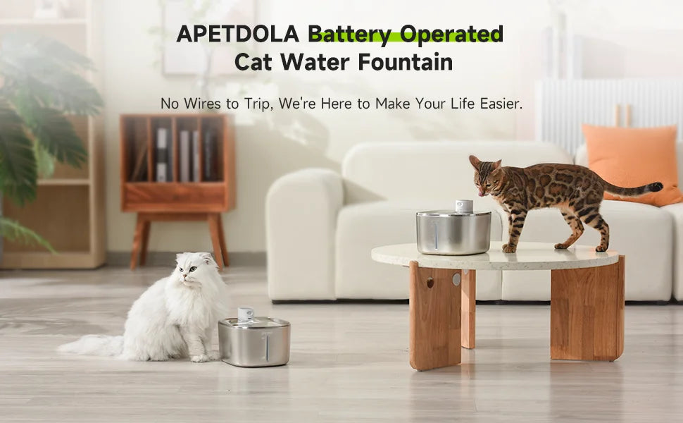 APETDOLA 4L Wireless Automatic Pet Water Fountain with Sensor