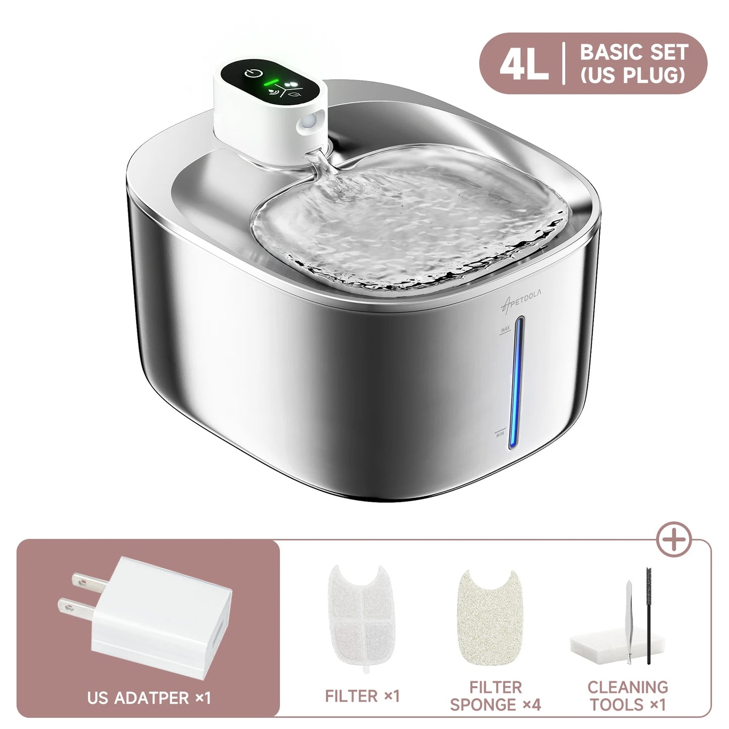 APETDOLA 4L Wireless Automatic Pet Water Fountain with Sensor