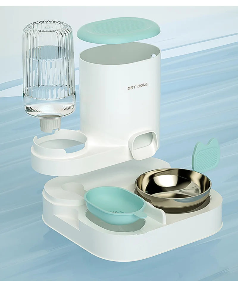 Automatic Pet Feeder with Large Food Bowl & Built-in Water Dispenser