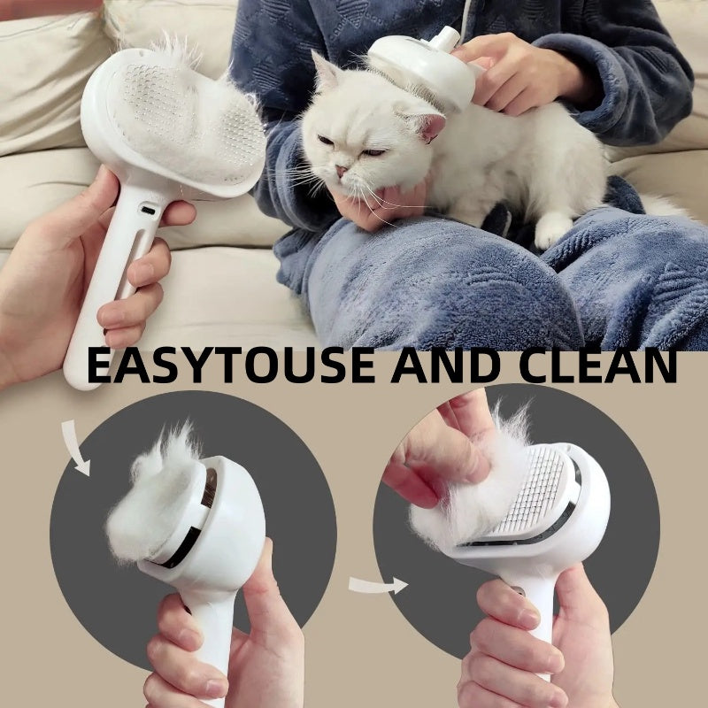 PurrFlow™ Electric Pet Grooming Brush – 2-in-1 Shedding & Massage Tool with Mist Spray, USB Rechargeable, Anti-Static, Gentle on Cats & Dogs.