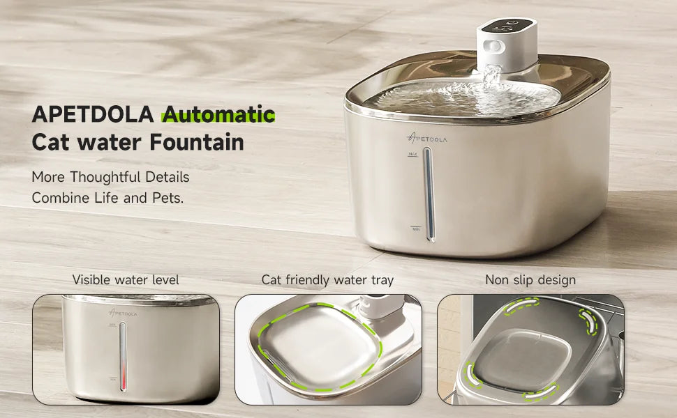 APETDOLA 4L Wireless Automatic Pet Water Fountain with Sensor