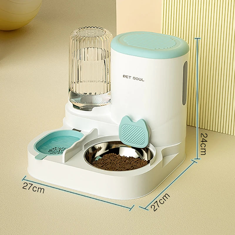 Automatic Pet Feeder with Large Food Bowl & Built-in Water Dispenser