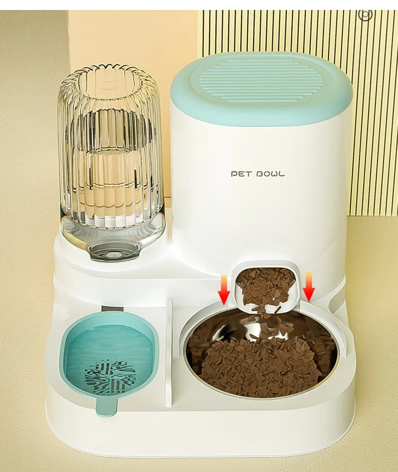 Automatic Pet Feeder with Large Food Bowl & Built-in Water Dispenser
