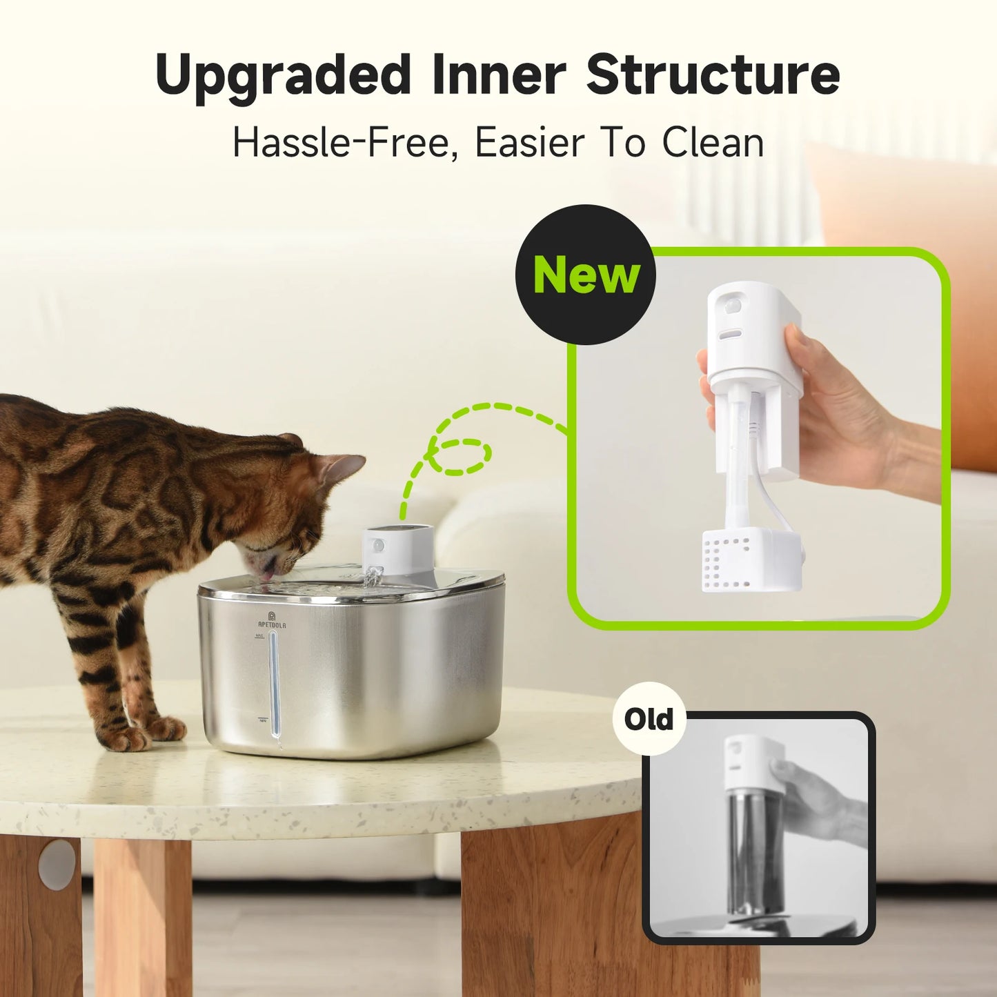 APETDOLA 4L Wireless Automatic Pet Water Fountain with Sensor