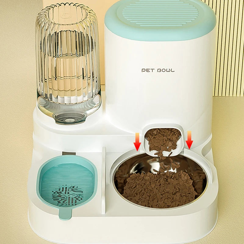 Automatic Pet Feeder with Large Food Bowl & Built-in Water Dispenser