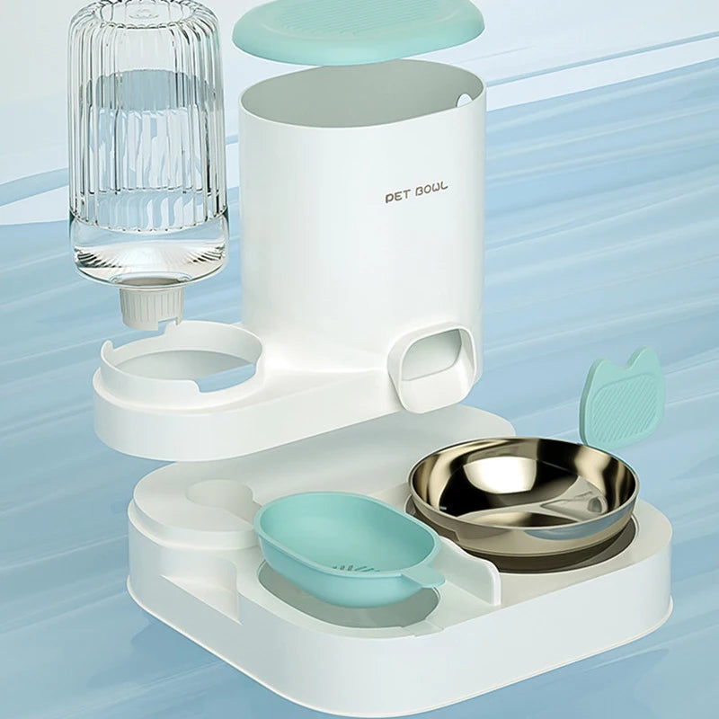 Automatic Pet Feeder with Large Food Bowl & Built-in Water Dispenser