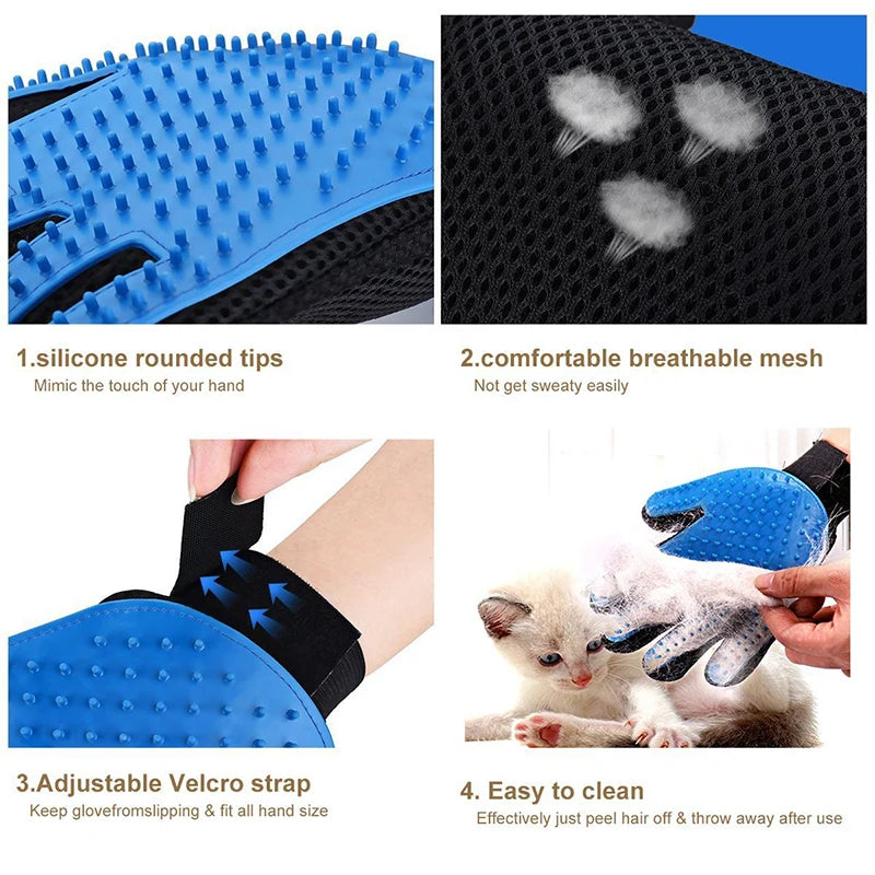 Silicone Pet Grooming Glove by PurrFlow™ – Gentle & Efficient Brush for Cats & Dogs, Ideal for Cleaning, Shedding, and Bathing.