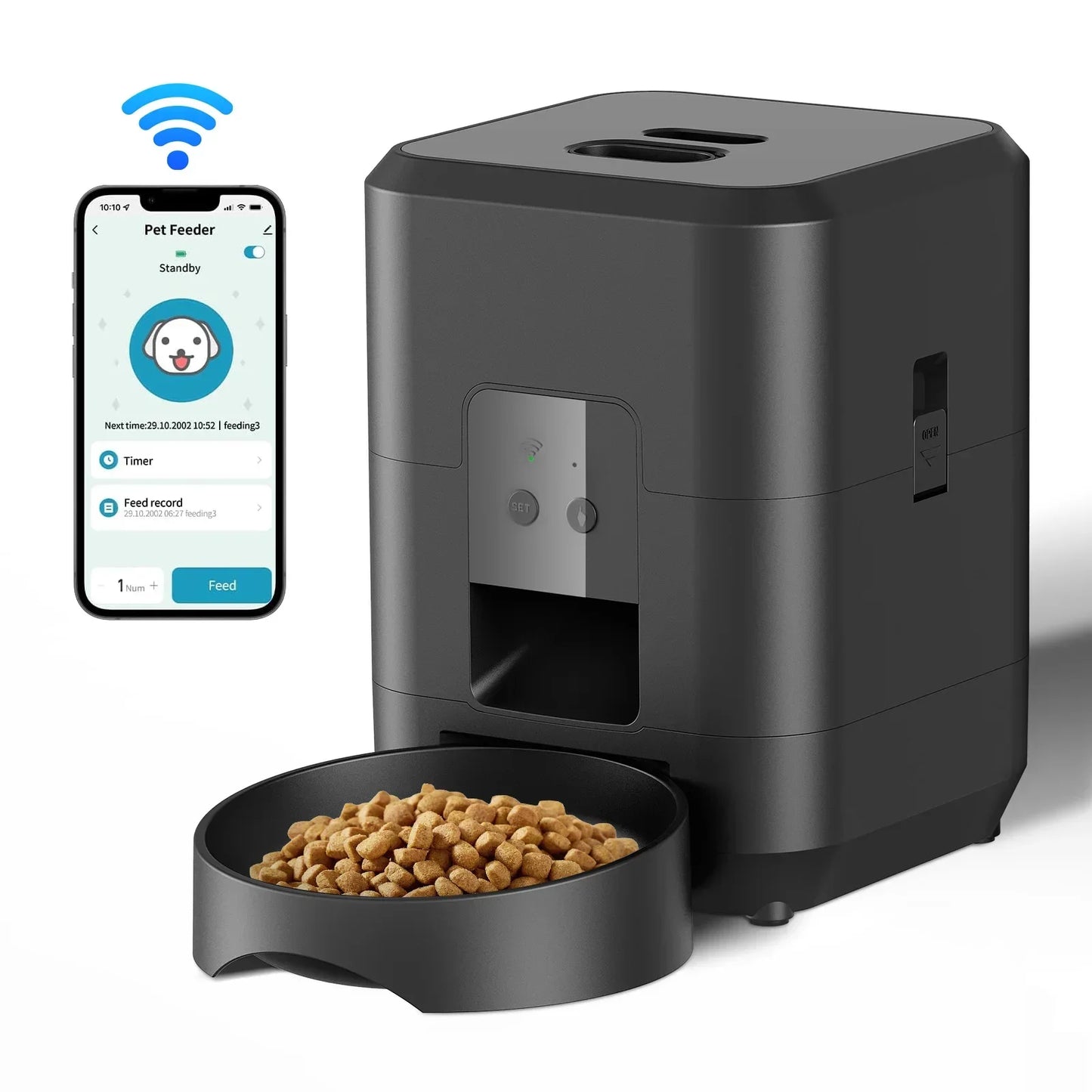 Automatic Smart Pet Feeder with LCD Timer Programmable Food Dispenser for Cats.