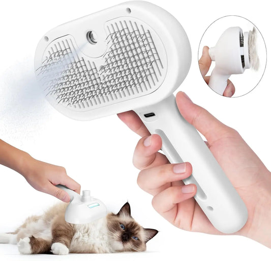 PurrFlow™ Electric Pet Grooming Brush – 2-in-1 Shedding & Massage Tool with Mist Spray, USB Rechargeable, Anti-Static, Gentle on Cats & Dogs.