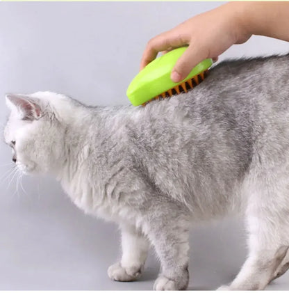 Electric Steam Brush – 3-in-1 Cat Grooming Tool for Shedding, Massage, and Gentle Fur Care with Built-in Sprayer.