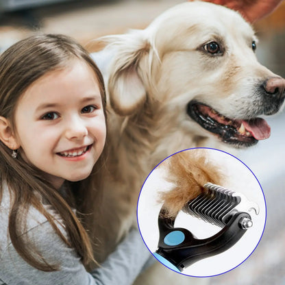 Pet Dematting Comb for Cats & Dogs – Dual-Sided Grooming Brush, Removes Mats, Tangles & Loose Fur, Safe Stainless Steel Blades