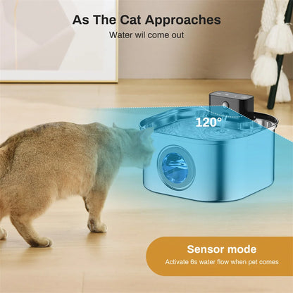 Wireless Stainless Steel Automatic Cat Water Fountain by Autofeder™ – Rechargeable, Silent, with Circulating Filtration