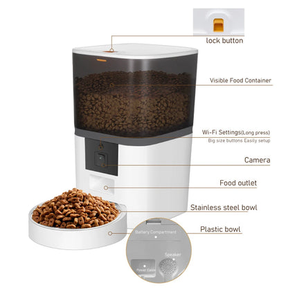 4L Smart Pet Feeder with Camera – Automatic Food Dispenser with App Control & Scheduled Feeding