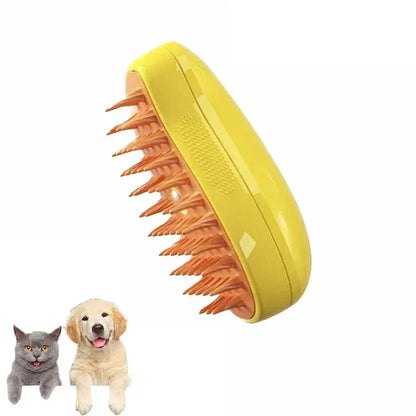 Electric Steam Brush – 3-in-1 Cat Grooming Tool for Shedding, Massage, and Gentle Fur Care with Built-in Sprayer.