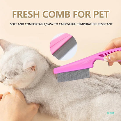 PurrFlow™ Fine-Tooth Pet Flea Comb – Stainless Steel Grooming Tool for Cats & Dogs, Removes Fleas, Tangles & Loose Fur Effortlessly.