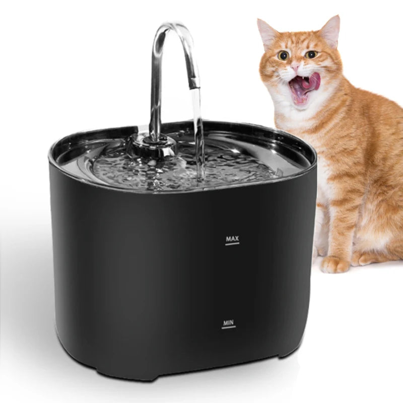 PurrFlow™ Stainless Steel Pet Water Fountain – Automatic Circulation, Ultra-Quiet Pump & Advanced Filtration for Cats