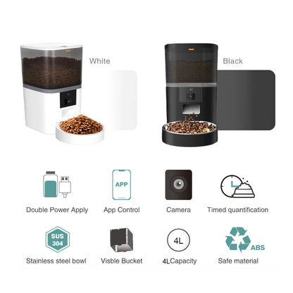 4L Smart Pet Feeder with Camera – Automatic Food Dispenser with App Control & Scheduled Feeding