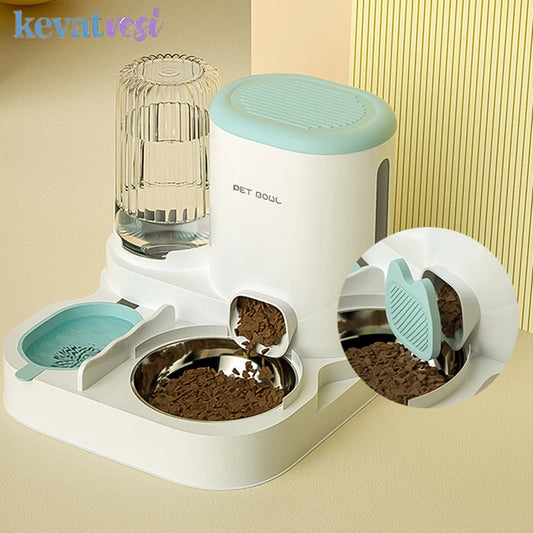 Automatic Pet Feeder with Large Food Bowl & Built-in Water Dispenser