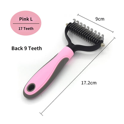 Pet Dematting Comb for Cats & Dogs – Dual-Sided Grooming Brush, Removes Mats, Tangles & Loose Fur, Safe Stainless Steel Blades