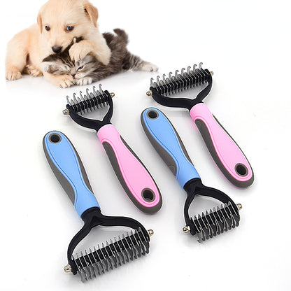 Pet Dematting Comb for Cats & Dogs – Dual-Sided Grooming Brush, Removes Mats, Tangles & Loose Fur, Safe Stainless Steel Blades