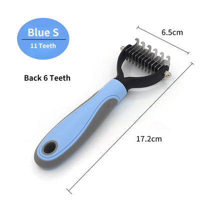 Pet Dematting Comb for Cats & Dogs – Dual-Sided Grooming Brush, Removes Mats, Tangles & Loose Fur, Safe Stainless Steel Blades